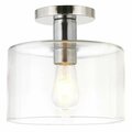 Henn & Hart Polished Nickel Semi Flush Mount Ceiling Light with Glass Shade, Clear SF0810